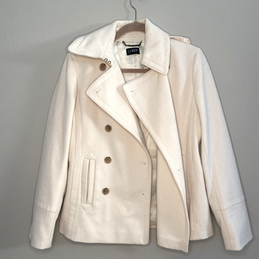 J. Crew White Peacoat Medium